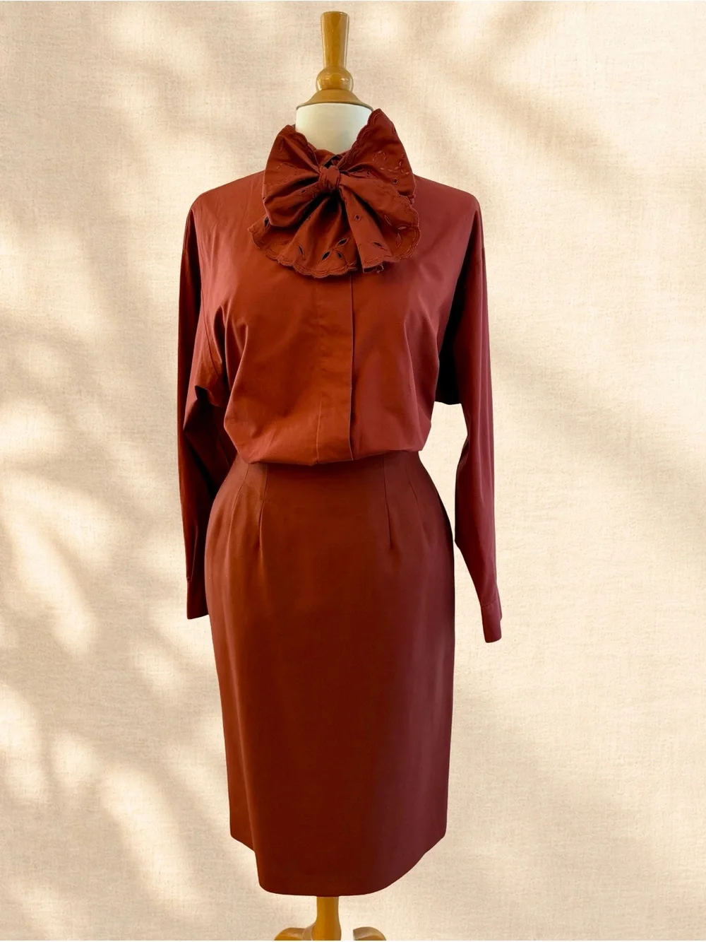 Vintage 90s Bill Blass 4 Piece Wool Suit Blazer Skirt Blouse Scarf